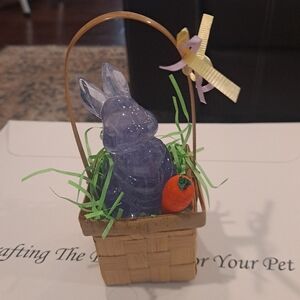 Purple Bunny in Basket with Orange Carrot